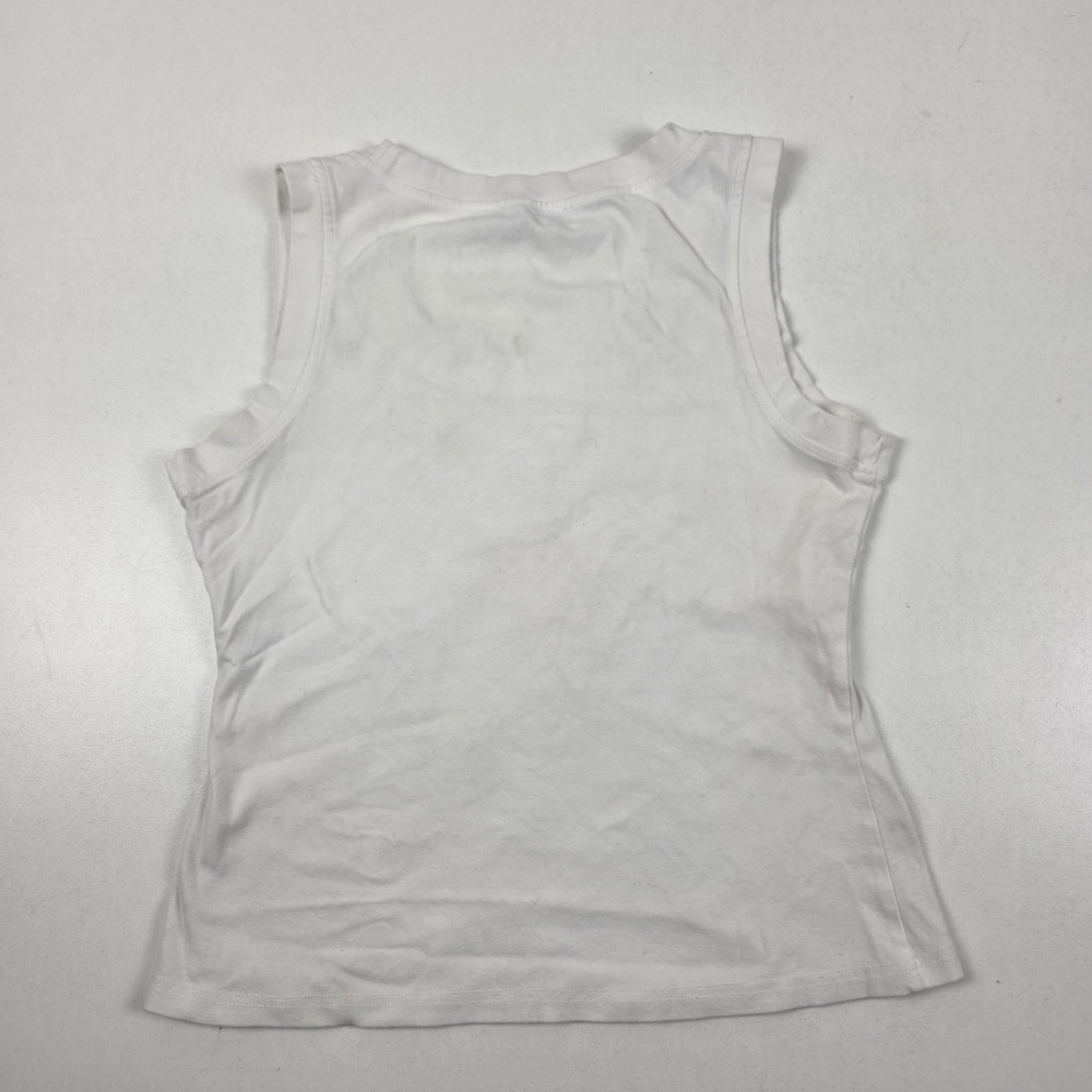 Prada Tank Top Womens S White Scoop Neck Sleeveless Logo Plaque Stretch Jersey